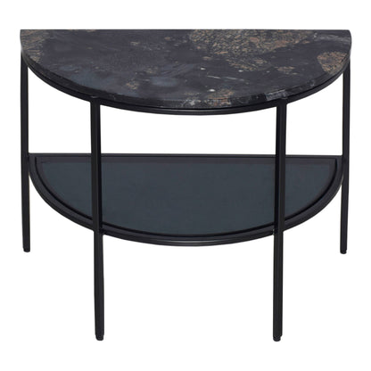 Aurora Black Marble and Iron Geometric Side Table