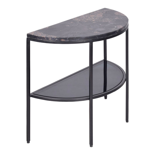 Aurora Black Marble and Iron Geometric Side Table