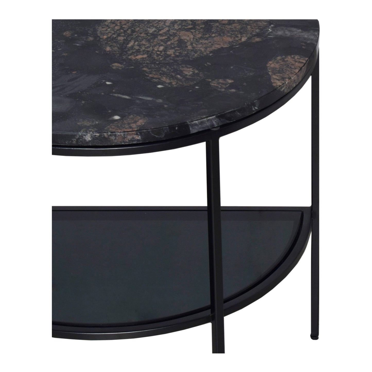 Aurora Black Marble and Iron Geometric Side Table