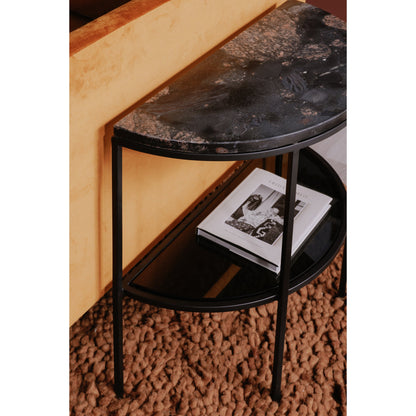 Aurora Black Marble and Iron Geometric Side Table