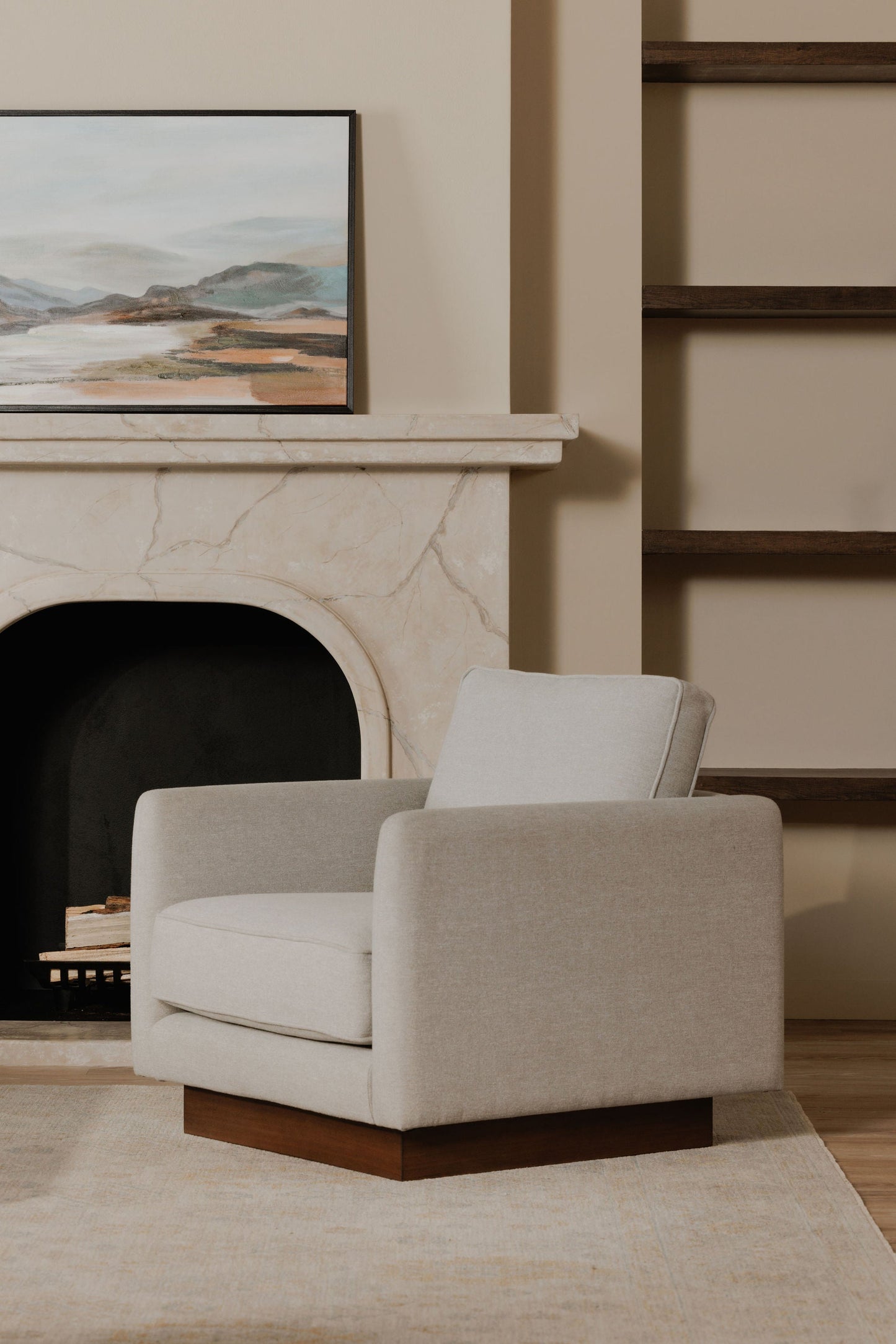 Vernon Walnut Tone Veneer Base Accent Chair