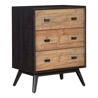 Nova New Pine Black 3 Drawer Nightstand