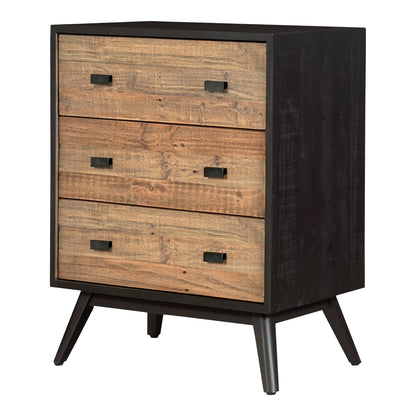 Nova New Pine Black 3 Drawer Nightstand