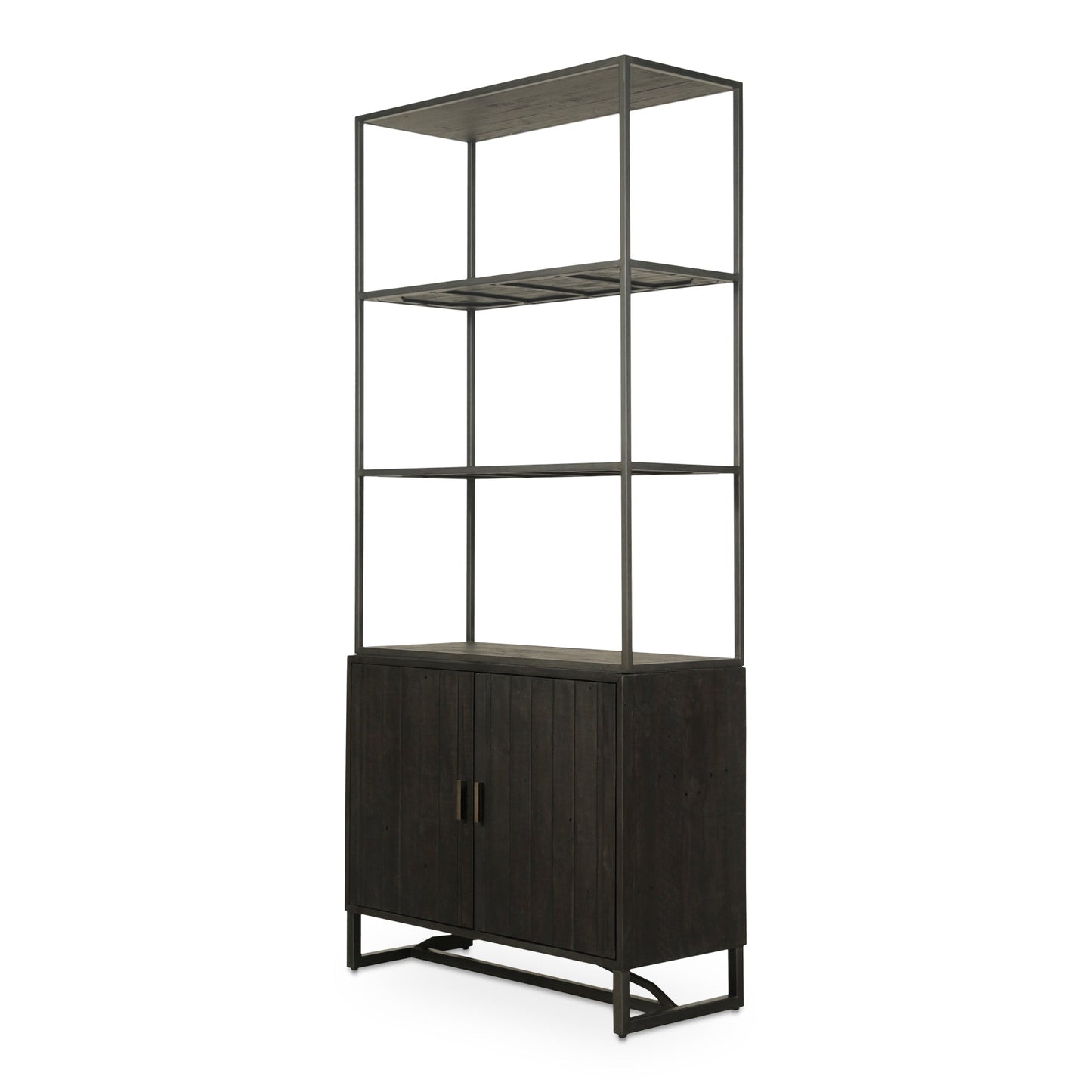 Sierra Pine Wood and Iron Black Bookshelf