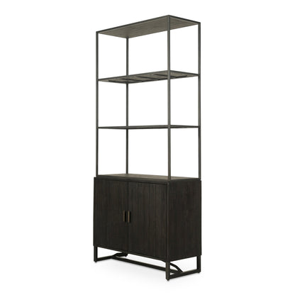 Sierra Pine Wood and Iron Black Bookshelf