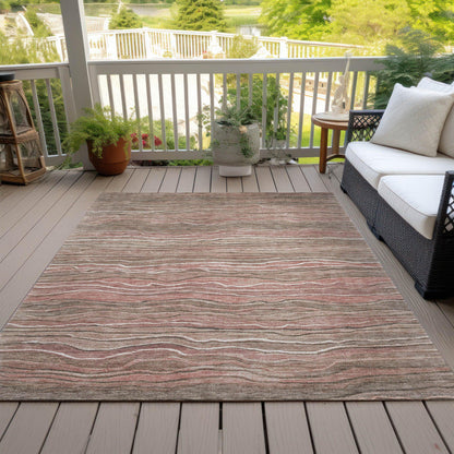 Faerain Brown Washable Indoor-Outdoor Rug