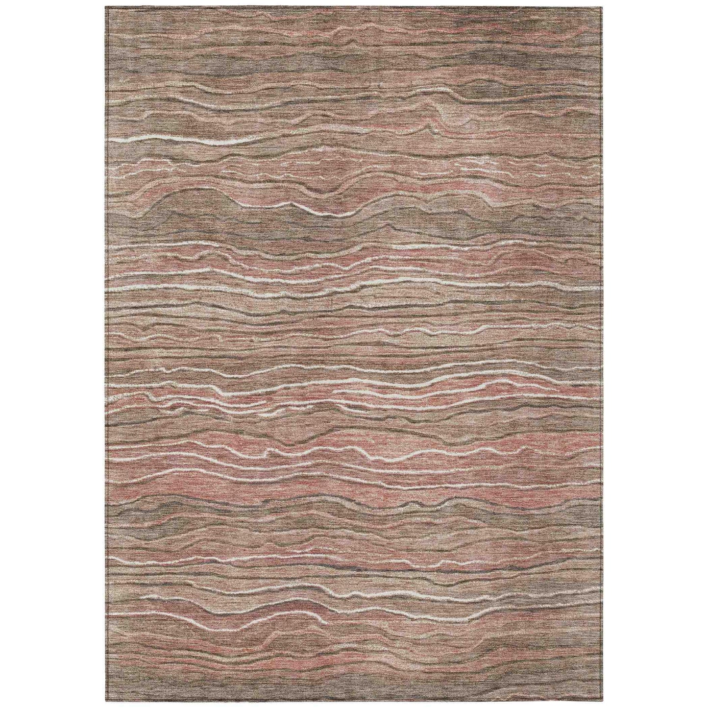 Faerain Brown Washable Indoor-Outdoor Rug