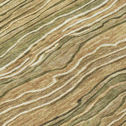 Faerain Green Washable Indoor-Outdoor Rug