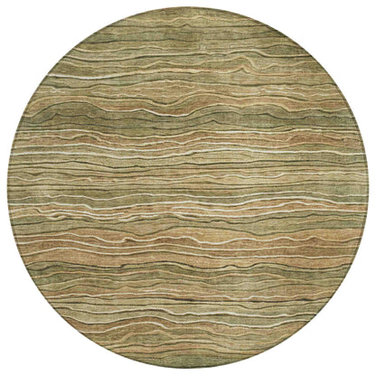 Faerain Green Washable Indoor-Outdoor Rug