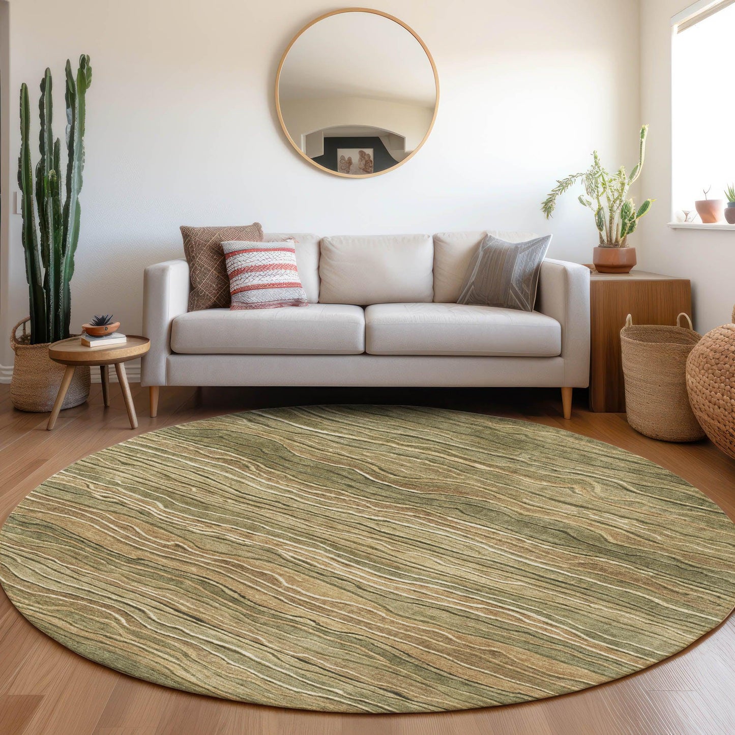 Faerain Green Washable Indoor-Outdoor Rug
