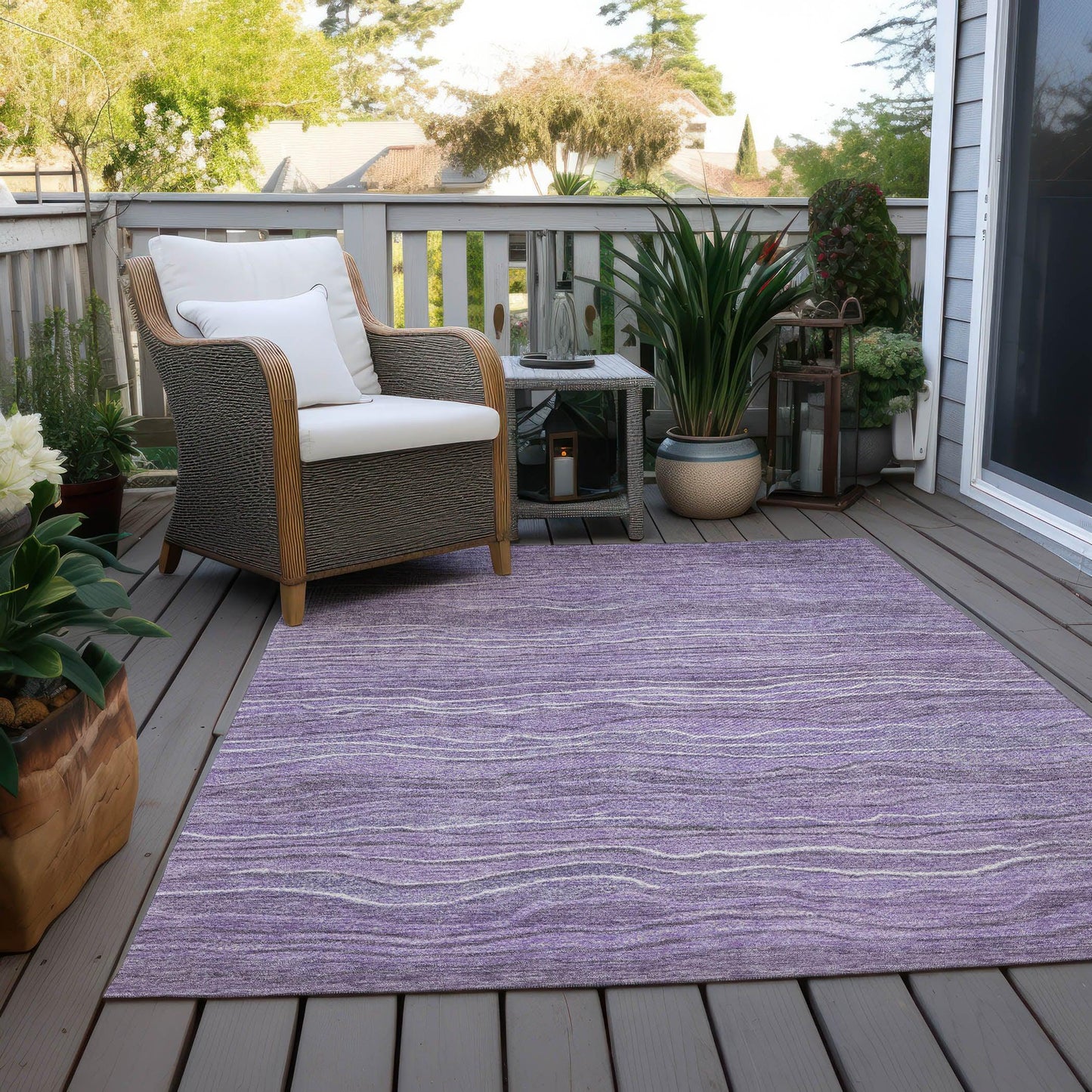 Faerain Purple Washable Indoor-Outdoor Rug