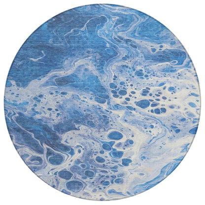 Faerara Blue Washable Indoor-Outdoor Rug