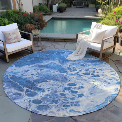 Faerara Blue Washable Indoor-Outdoor Rug