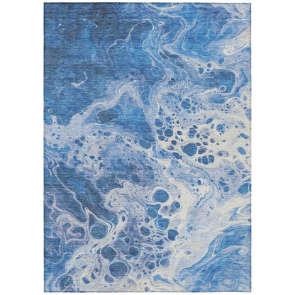 Faerara Blue Washable Indoor-Outdoor Rug