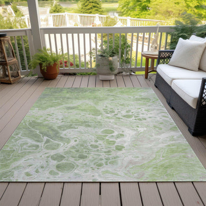 Faerara Green Washable Indoor-Outdoor Rug