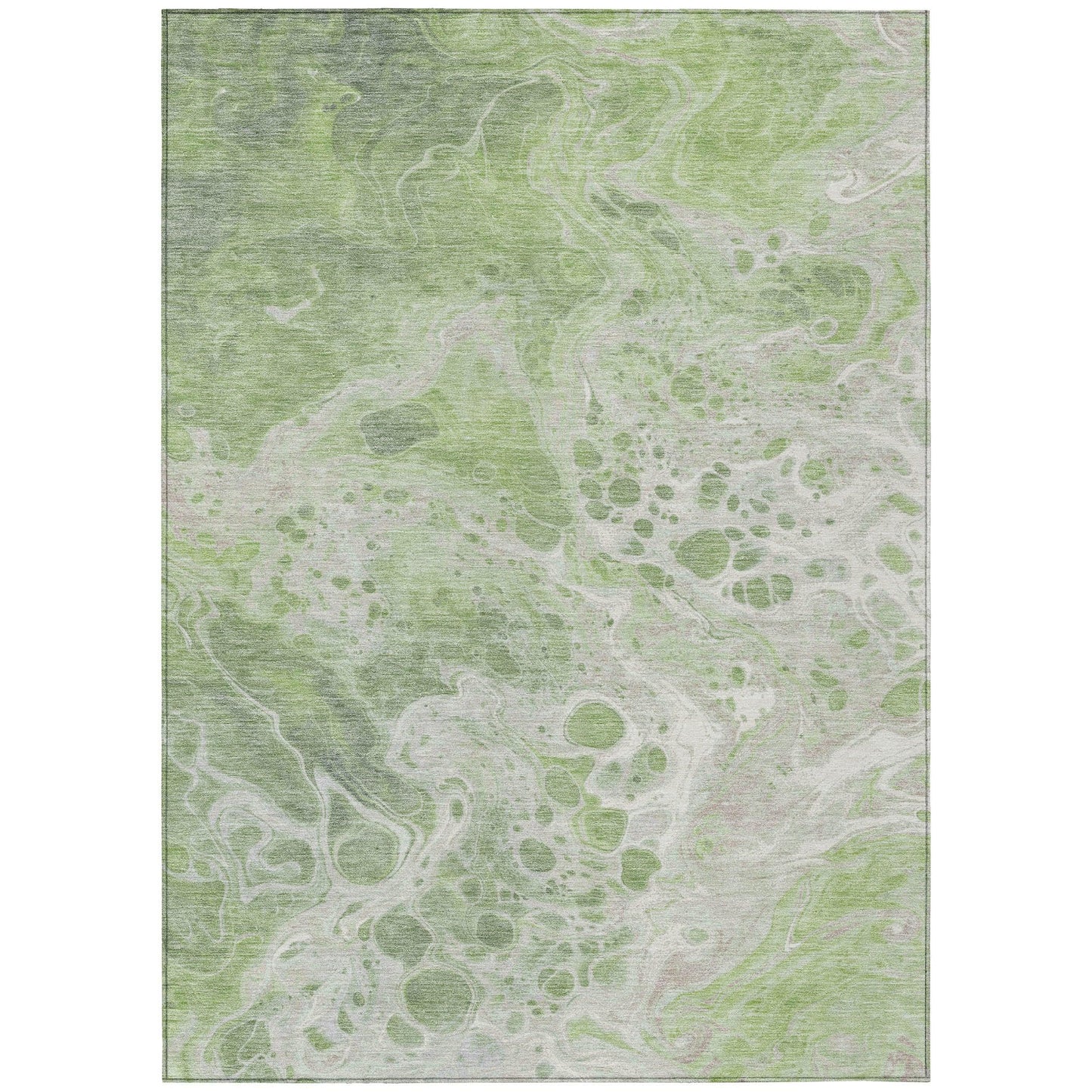 Faerara Green Washable Indoor-Outdoor Rug