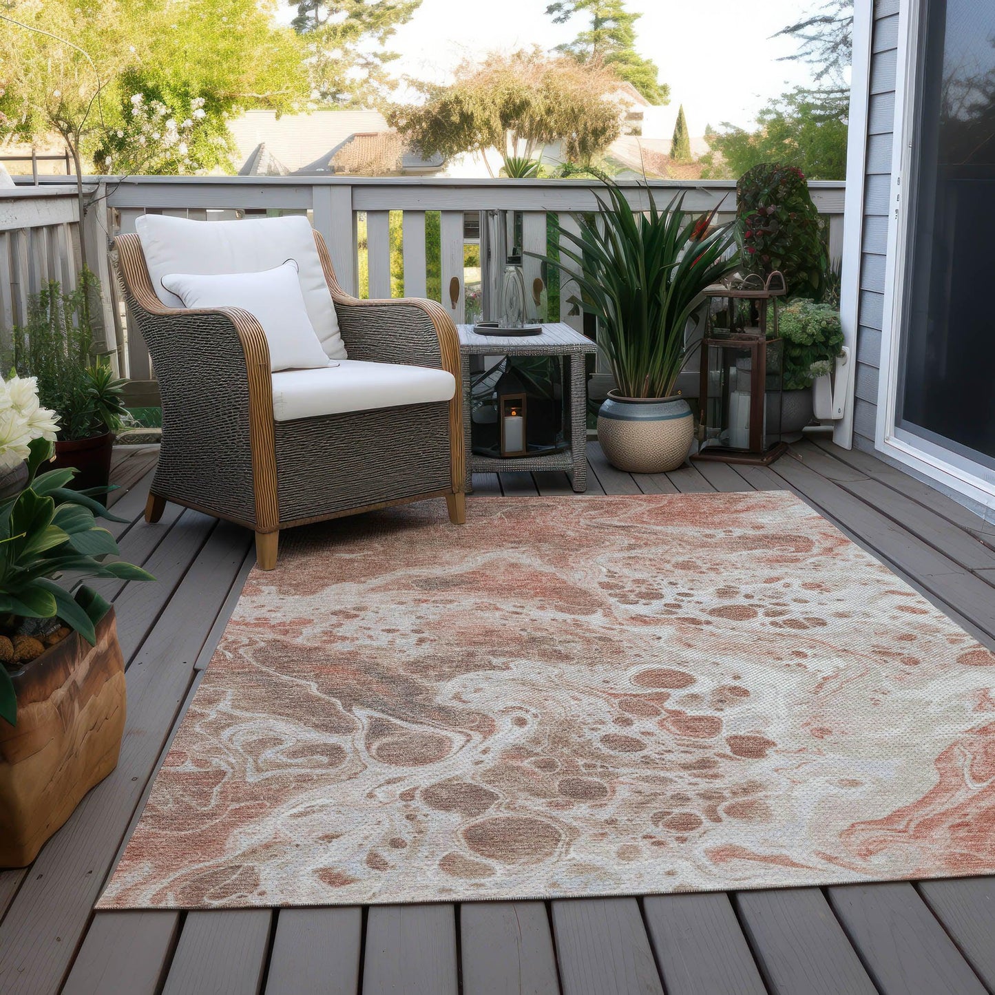 Faerara Orange Washable Indoor-Outdoor Rug