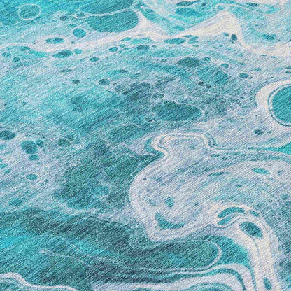 Faerara Teal Washable Indoor-Outdoor Rug