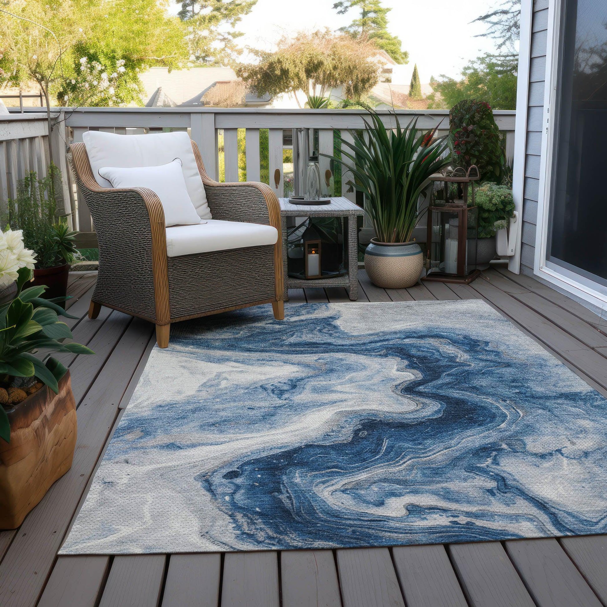 Addison Rugs Faeras Blue Washable Indoor-Outdoor Rug