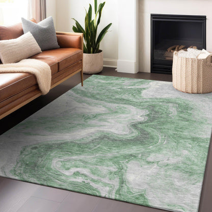 Faeras Green Washable Indoor-Outdoor Rug