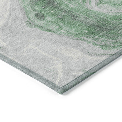 Faeras Green Washable Indoor-Outdoor Rug