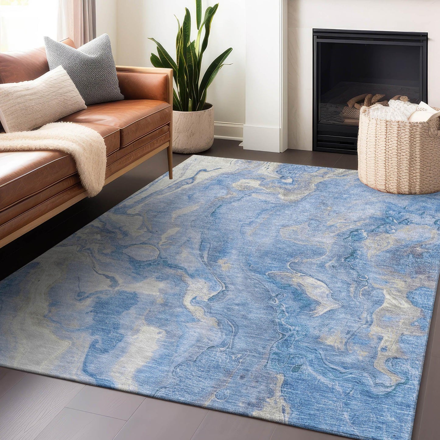 Addison Rugs Faerel Blue Washable Indoor-Outdoor Rug