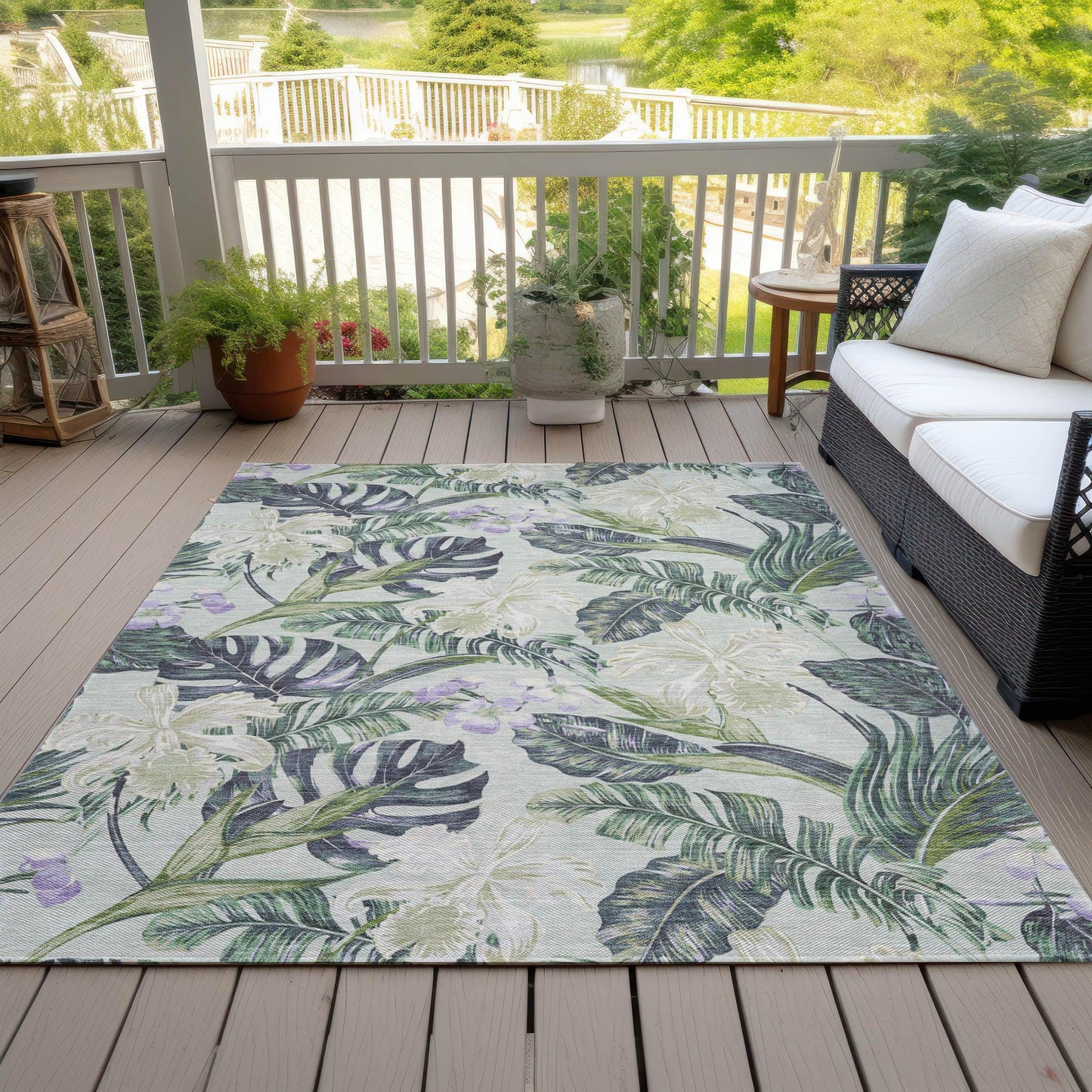 Addison Rugs Faereth Green Washable Indoor-Outdoor Rug