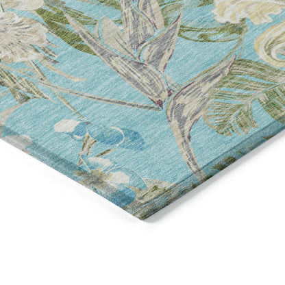 Addison Rugs Faereth Teal Washable Indoor-Outdoor Rug