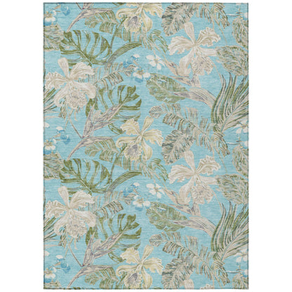 Addison Rugs Faereth Teal Washable Indoor-Outdoor Rug