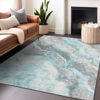 Addison Rugs Faeriel Teal Washable Indoor-Outdoor Rug