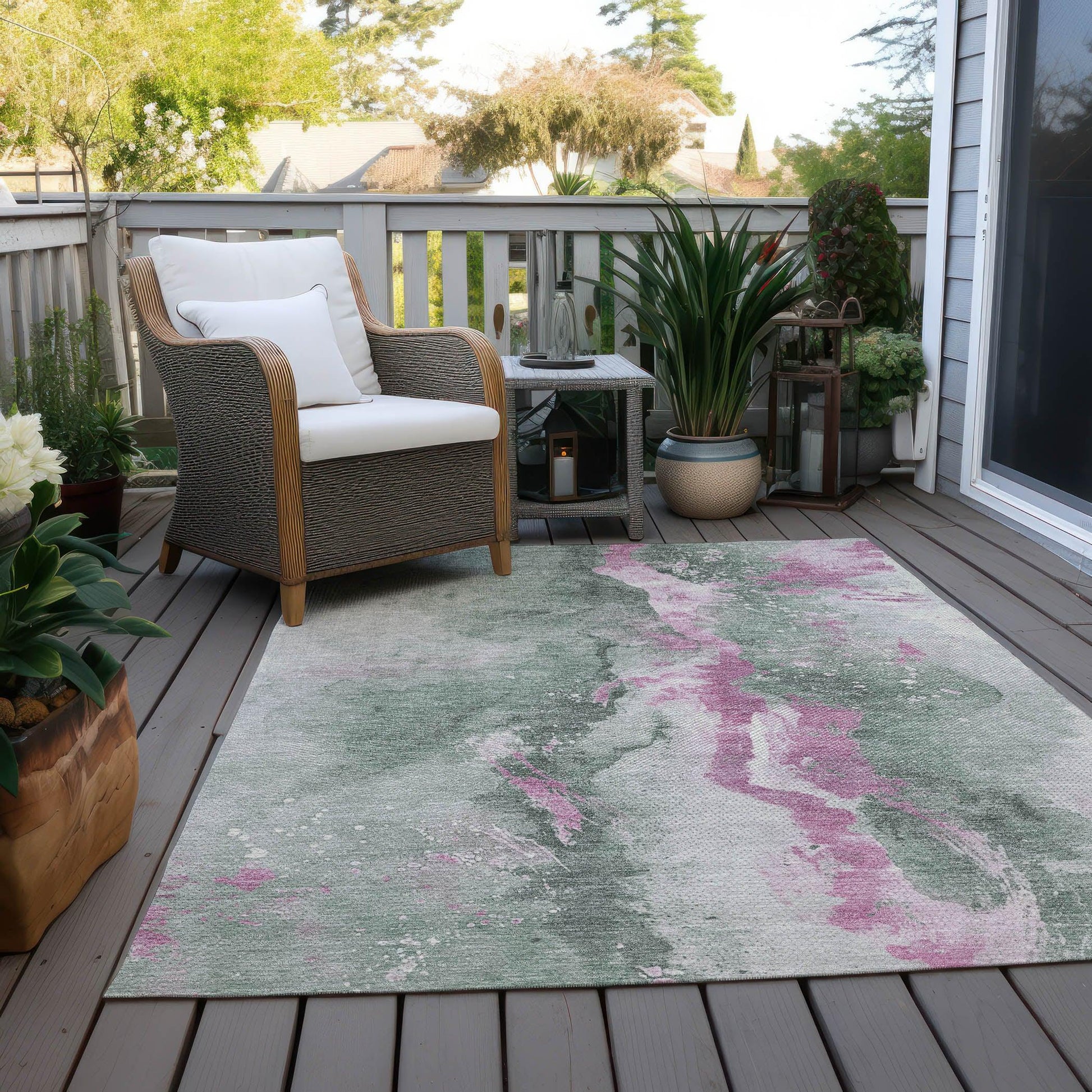 Addison Rugs Faerius Green Washable Indoor-Outdoor Rug