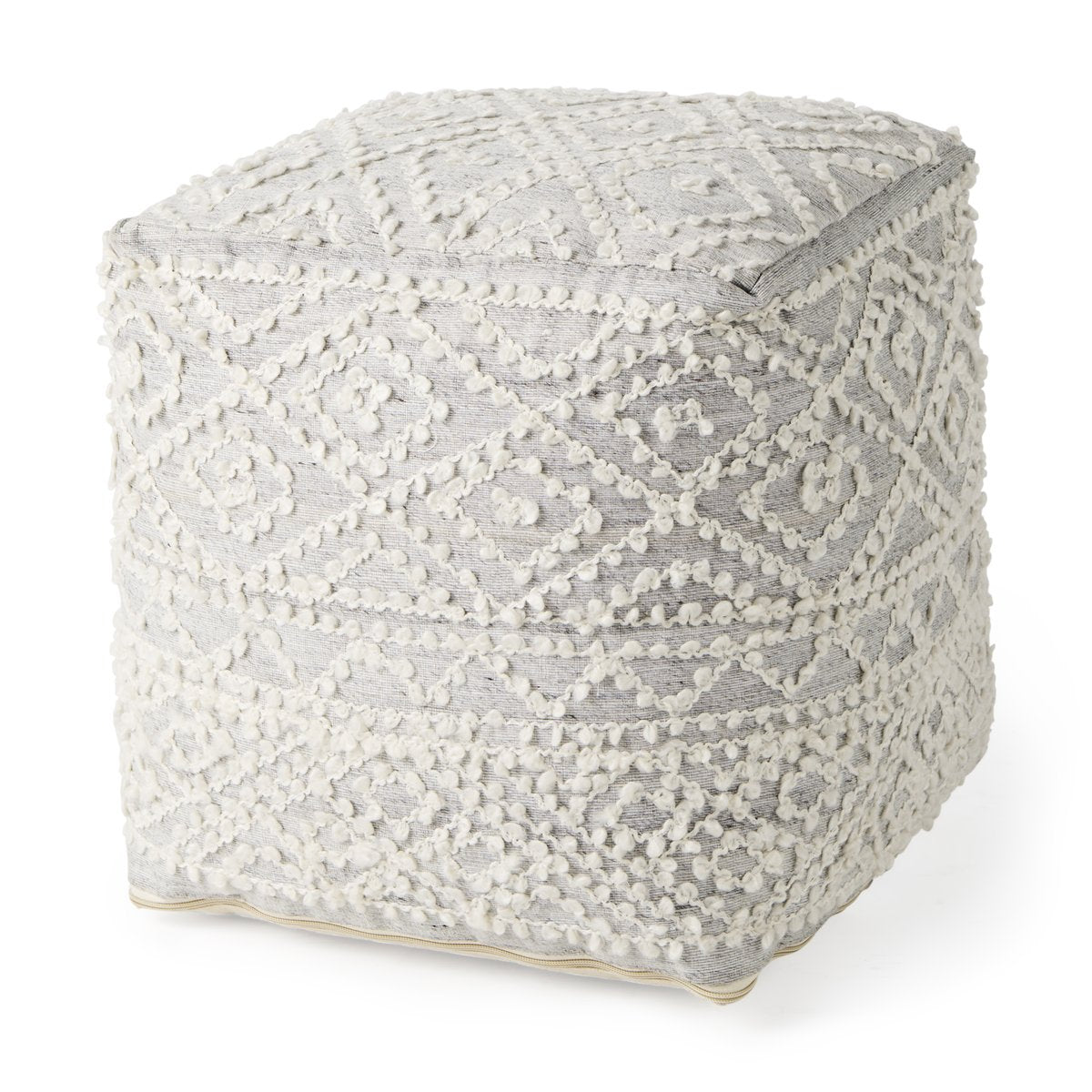 Mercana Farida Light Gray Wool Pouf