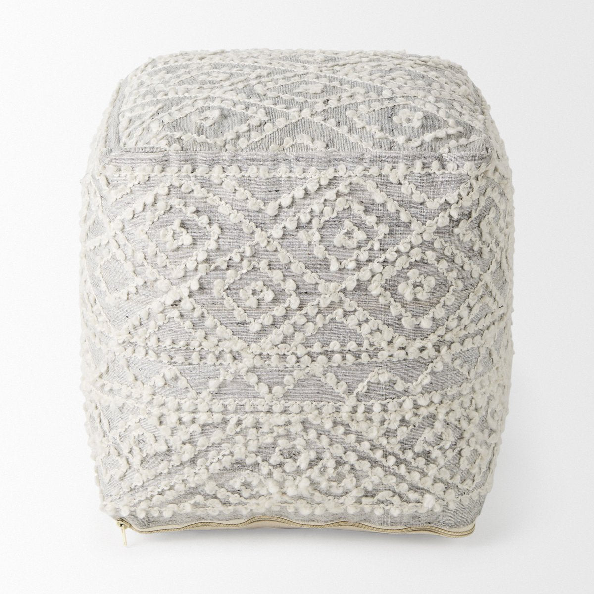 Mercana Farida Light Gray Wool Pouf
