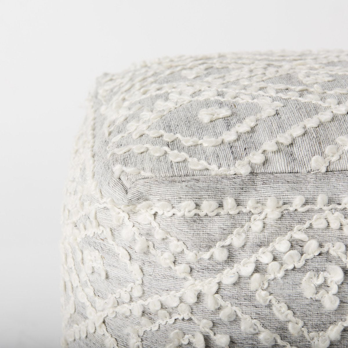 Mercana Farida Light Gray Wool Pouf