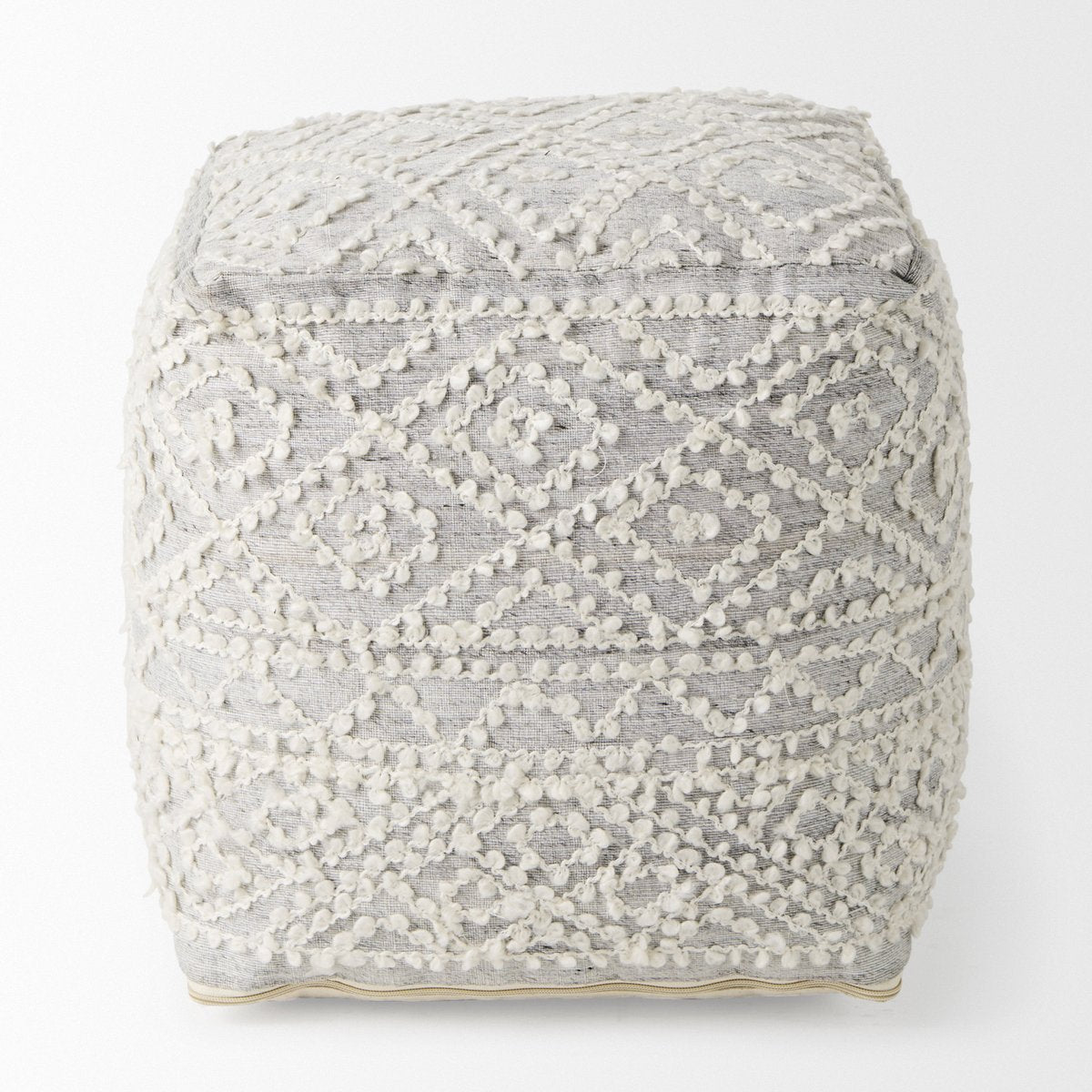 Mercana Farida Light Gray Wool Pouf