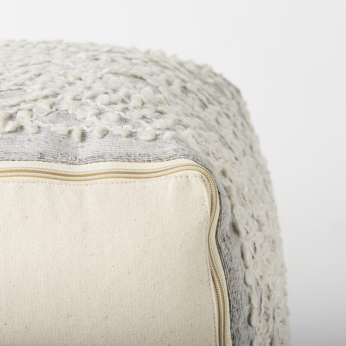 Mercana Farida Light Gray Wool Pouf
