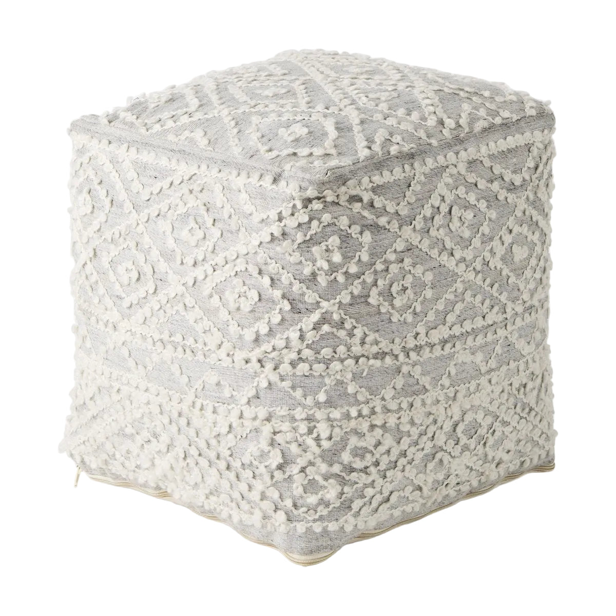 Mercana Farida Light Gray Wool Pouf