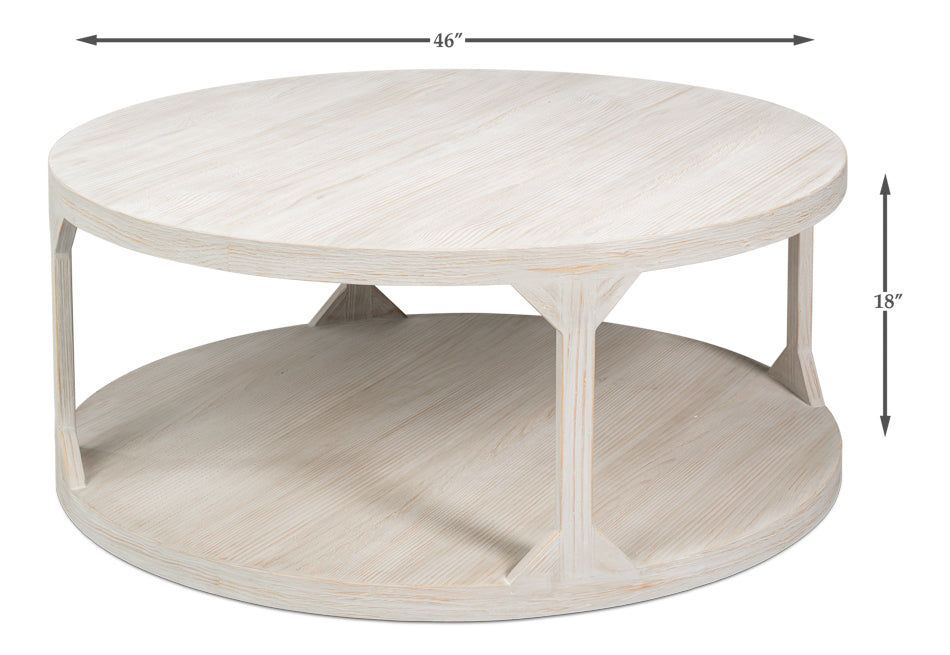 Sarreid Farmhouse Wooden Round Coffee Table
