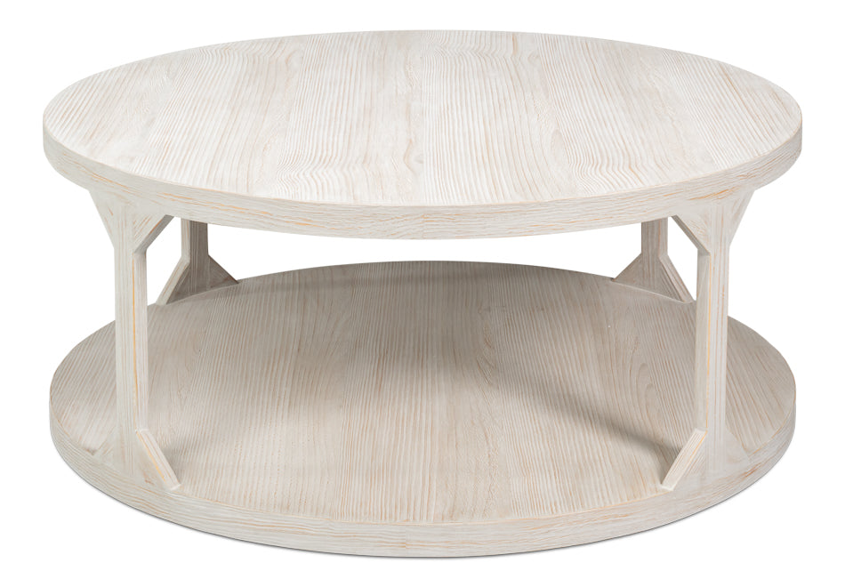 Sarreid Farmhouse Wooden Round Coffee Table