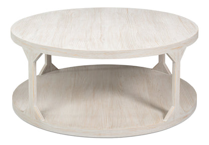 Sarreid Farmhouse Wooden Round Coffee Table