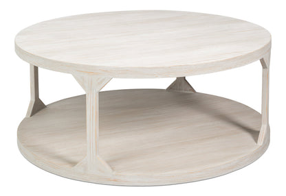 Sarreid Farmhouse Wooden Round Coffee Table