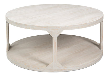 Sarreid Farmhouse Wooden Round Coffee Table