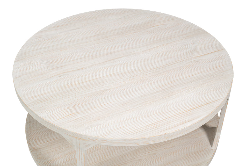 Sarreid Farmhouse Wooden Round Coffee Table