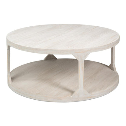 Sarreid Farmhouse Wooden Round Coffee Table