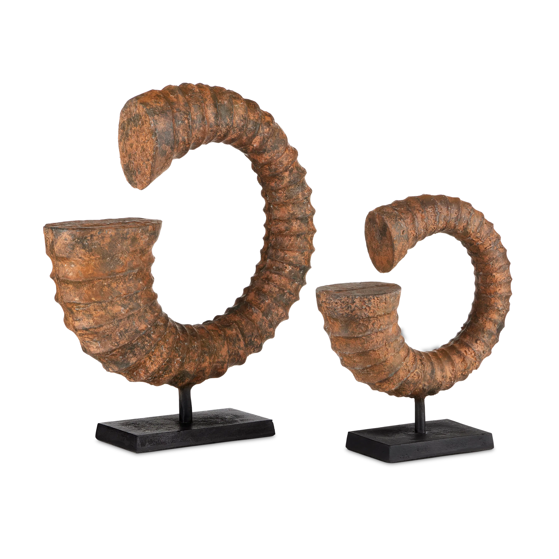 Faux Horn Set of 2-Statues & Sculptures-Currey & Co-Sideboards and Things