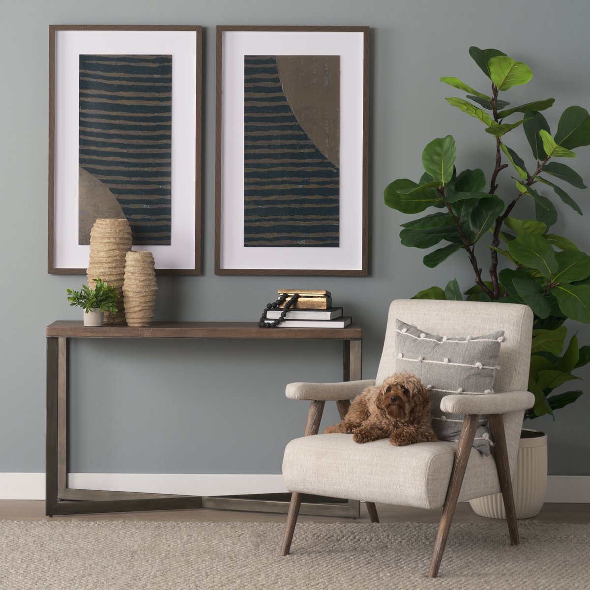 Mercana Faye Wood Top Rectangular Console Table
