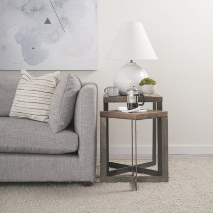 Mercana Faye Wood Top Square Accent Table 2PC