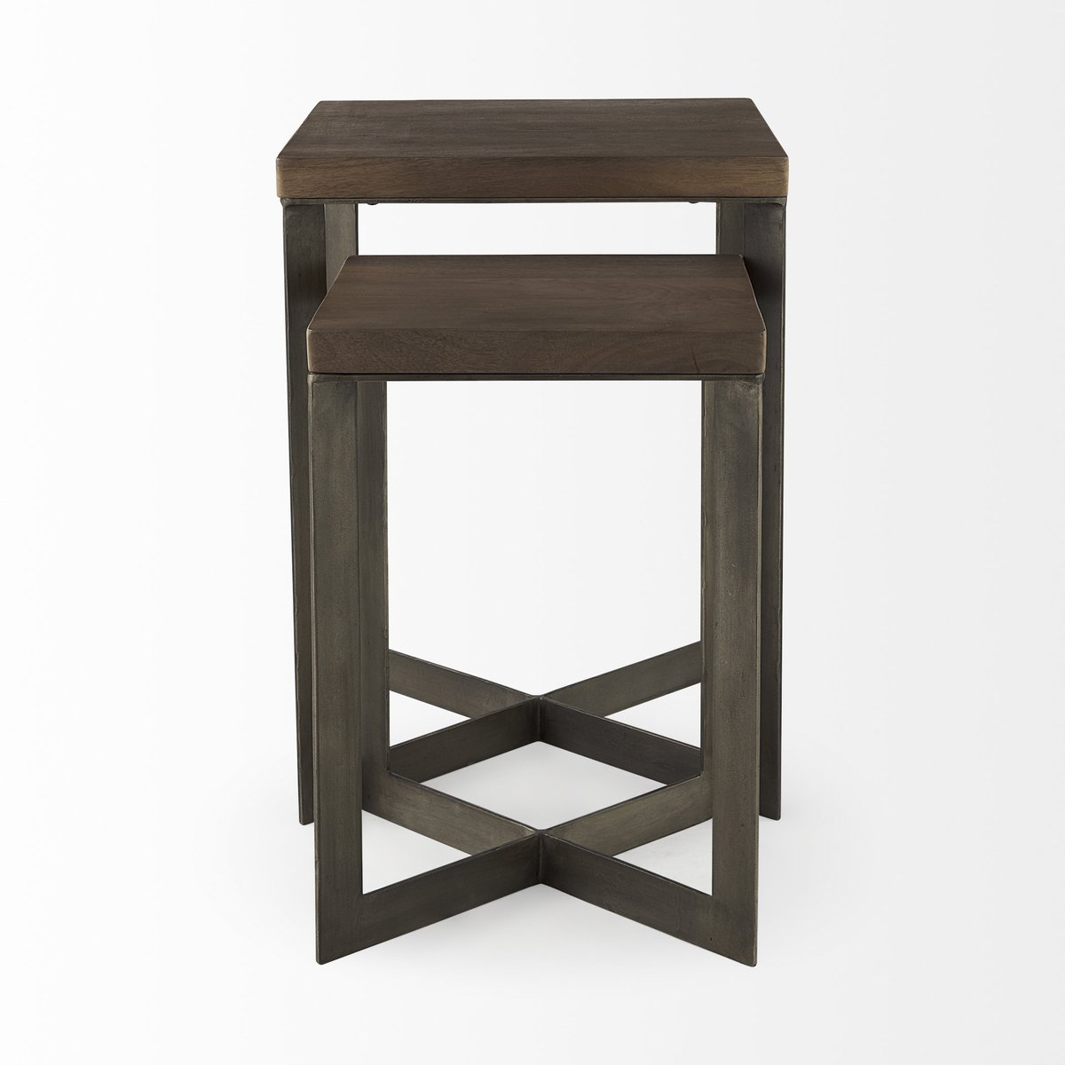 Mercana Faye Wood Top Square Accent Table 2PC