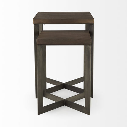 Mercana Faye Wood Top Square Accent Table 2PC