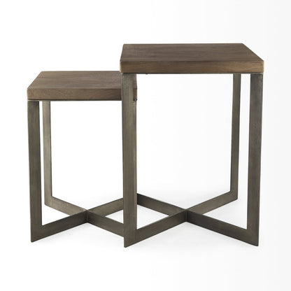 Mercana Faye Wood Top Square Accent Table 2PC